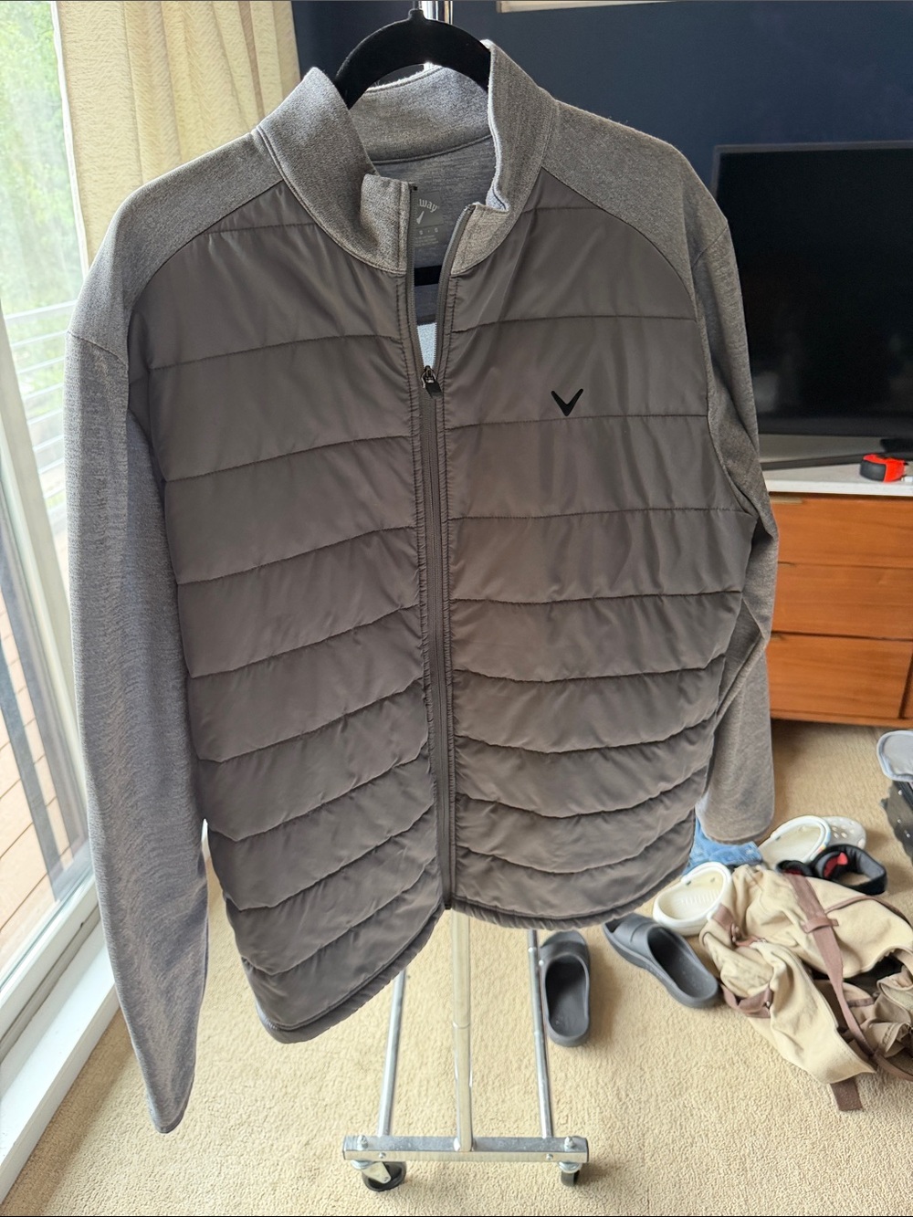 Callaway Men's Gray Quilted Full-Zip Puffer Jacket